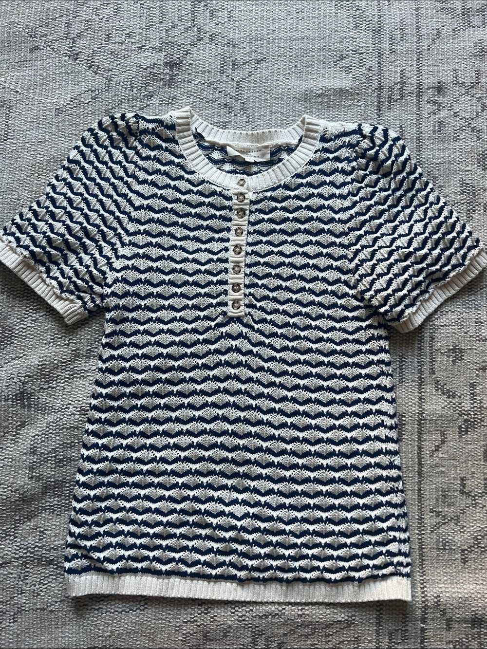 Sezane Mae Navy and White Knit Jumper - Picture 7 of 8